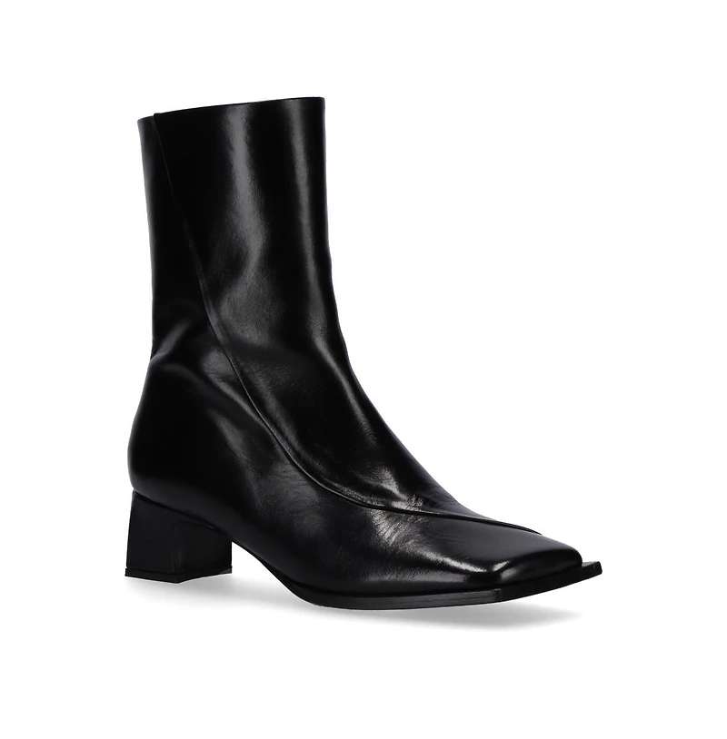 Chantal Black Leather Ankle Boots