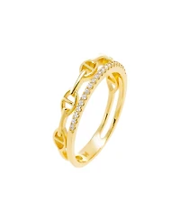 By Adina Eden Cubic Zirconia Pave X Solid Mariner Band Ring