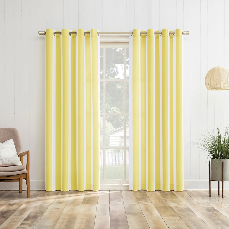 Reagan Cabana Stripe Semi-Sheer Grommet Curtain Panel