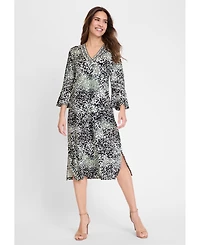 Olsen Women's Animal Print Bell Sleeve Dress