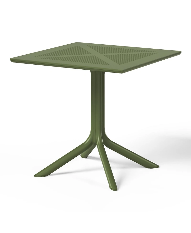 5-Piece Outdoor Resin Square Patio Dining Table Set with Modern Stackable Chairs