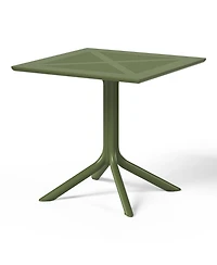 5-Piece Outdoor Resin Square Patio Dining Table Set with Modern Stackable Chairs