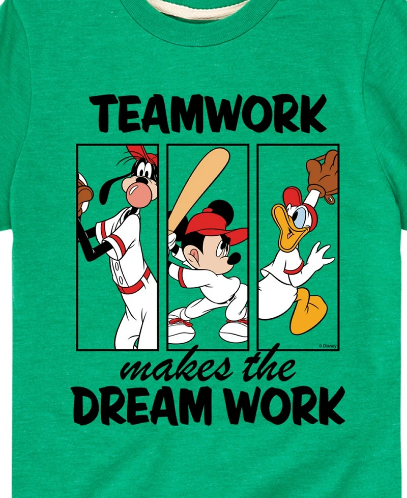 Disney Big Boys Teamwork Makes The Dream Work Baseball Graphic T-Shirt