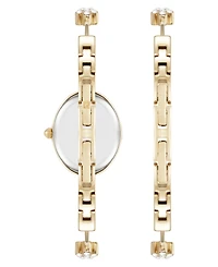 Anne Klein Women's Quartz Delicate Crystal Flower Gold-Tone Stainless Steel Bracelet Watch Set, 19mm