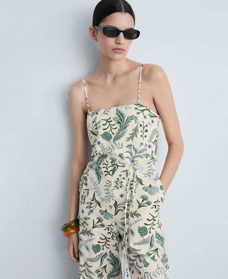 Mango Women's Printed Bow Jumpsuit