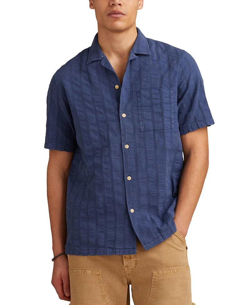 Lucky Brand Men's Short Sleeve Seersucker Button-Front Camp Shirt