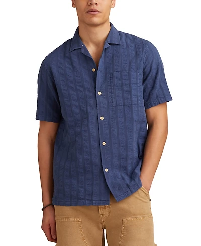 Lucky Brand Men's Short Sleeve Seersucker Button-Front Camp Shirt