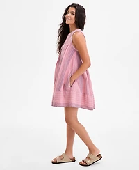 Lucky Brand Women's Cotton Pintuck Button-Front Mini Dress