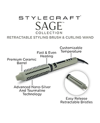 StyleCraft Professional Sage Retractable Styling Brush & Curling Wand