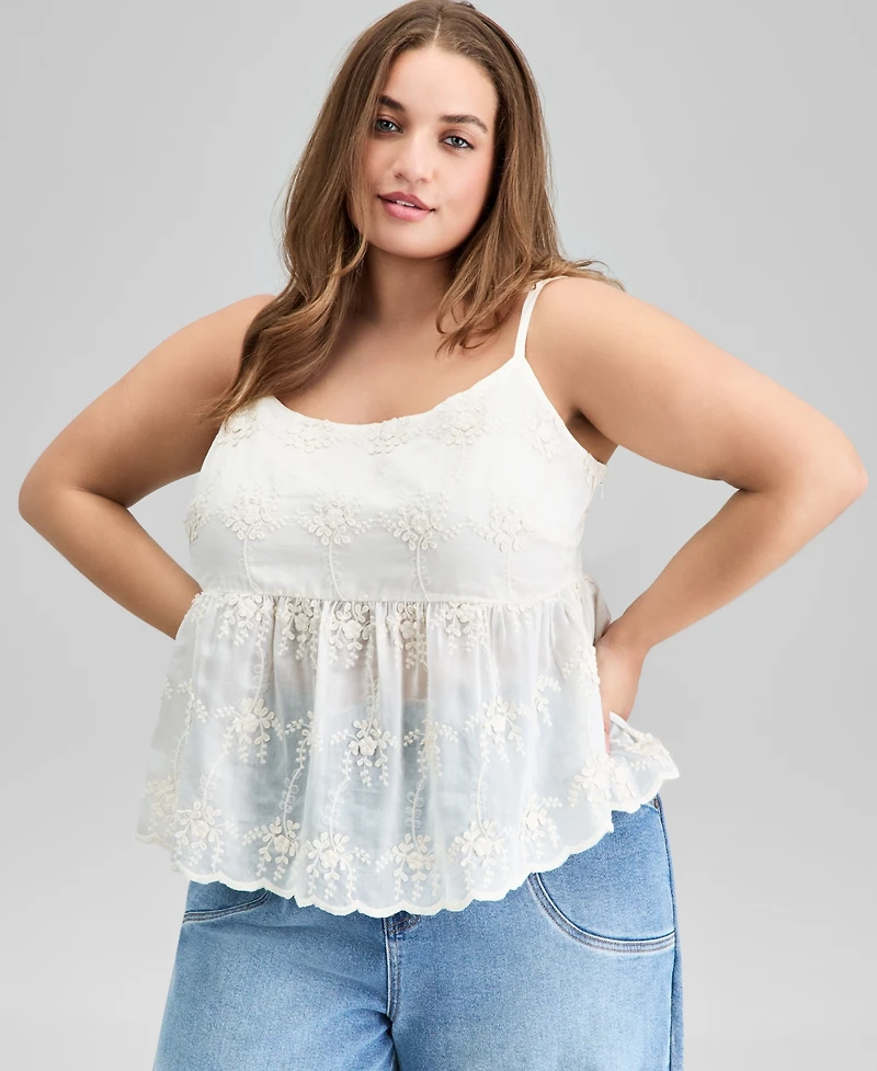 And Now This Trendy Plus Embroidered Babydoll Tank, Exclusively at Macy's