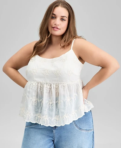 And Now This Trendy Plus Embroidered Babydoll Tank, Exclusively at Macy's
