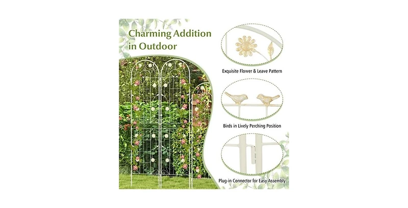 2 Pack - 7-ft Galvanized Steel Outdoor Garden Trellis in Metal Finish