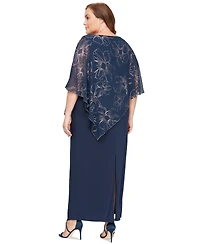 Sl Fashions Plus Floral-Print Overlay Dress