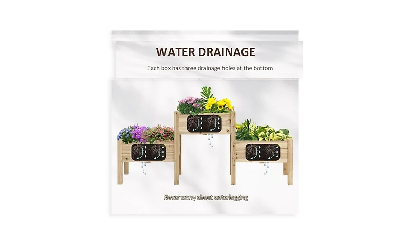 Durable Wooden Planter Box with Elevated Flower Shelf