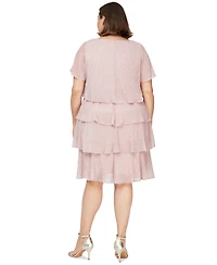 Sl Fashions Plus Tiered Metallic Dress