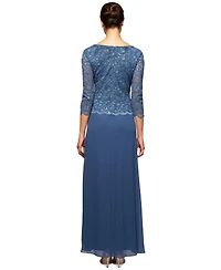 Alex Evenings Women's Lace-Bodice Gown