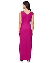 Alex Evenings Draped Embellished Compression Column Gown