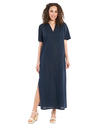 London Times Women's Spread-Collar Short-Sleeve Dress