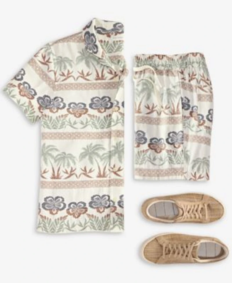 Sun Stone Mens Ace Printed Camp Shirt Drawstring Shorts Exclusively At Macys