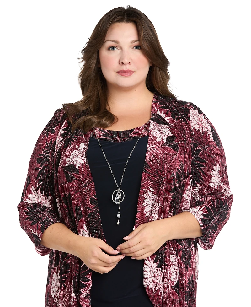 R & M Richards Plus Neck-Sheath Dress Chiffon Jacket
