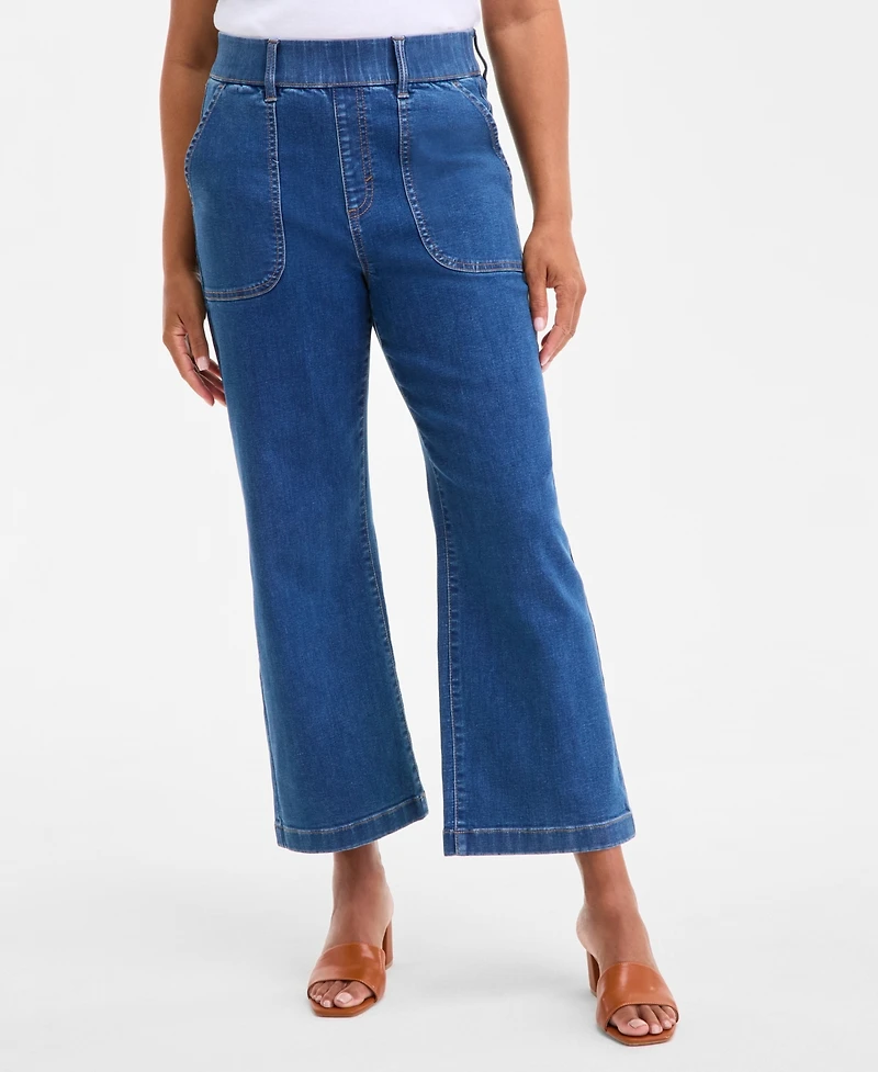 Style & Co Petite High-Rise Straight Utility Jeans, Macy's Exclusive