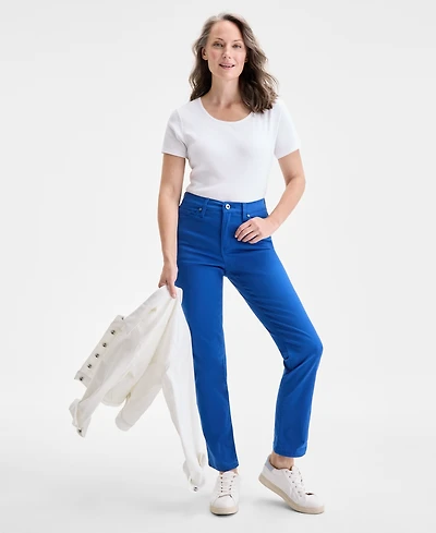 Style & Co Women's Straight-Leg High Rise Twill Pants, Created for Macy's