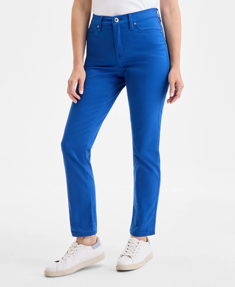 Style & Co Women's Straight-Leg High Rise Twill Pants, Created for Macy's
