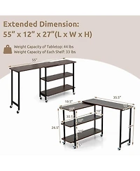 360° Rotatable Sofa Side Table L-shaped Laptop Desk Snack Table withShelf Patented