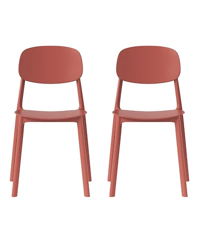 Modern Stackable Polypropylene Plastic Patio Dining Chair (Set of 2)