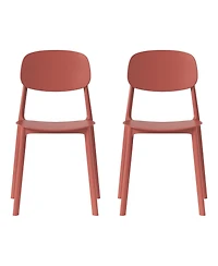 Modern Stackable Polypropylene Plastic Patio Dining Chair (Set of 2)