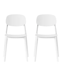 Modern Stackable Polypropylene Plastic Patio Dining Chair (Set of 2)