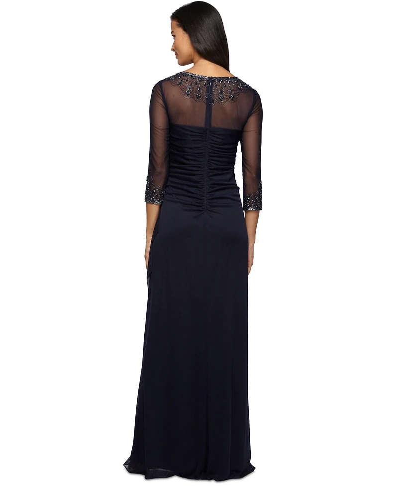 Alex Evenings Women's Illusion Embellished A-Line Gown