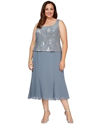 Alex Evenings Plus Sequin Jacket & Midi Dress