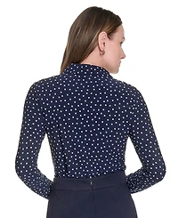 Tommy Hilfiger Women's Dot-Print Long-Sleeve Knit Blouse