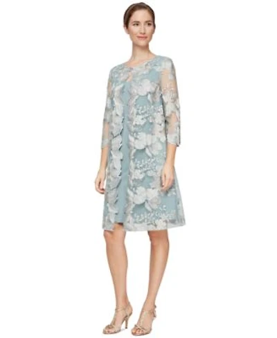 Alex Evenings Womens Embroidered Jacket Dress
