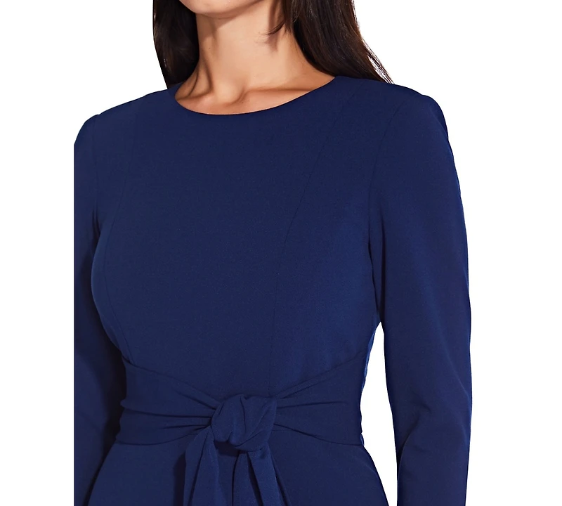 Adrianna Papell Women's Tie-Front 3/4-Sleeve Crepe Knit Dress