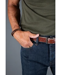 Trafalgar Loose Fit Simple 2 Band Braided Secure Clasp Leather Bracelet