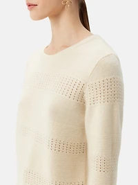 Gobi Cashmere Women's Mixed Pattern Cashmere Crewneck Sweater