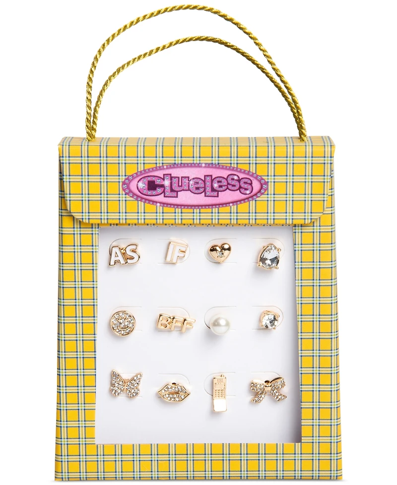 Clueless Gold-Tone 12-Pc. Set Mixed Stone Single Stud Earrings