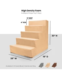 Home Base 5-Step Dog Stairs for Bed, Dog Steps for Couch, Pet Stair for Cats and Dogs Non-Slip and High Density Foam