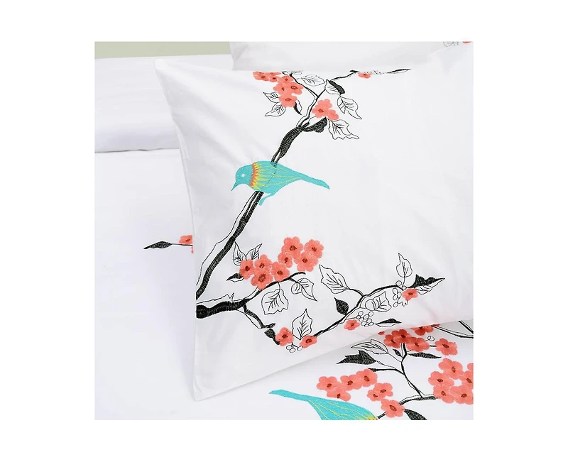 Superior Cherry Garden Cotton Duvet Cover Set