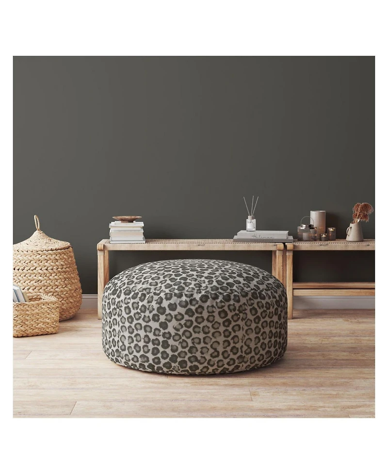 Textured Cotton Round Floral Pouf Ottoman – Chic and Comfortable