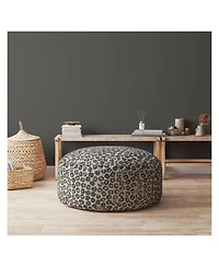 Textured Cotton Round Floral Pouf Ottoman – Chic and Comfortable