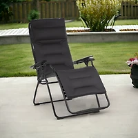Reclining Steel Zero Gravity Chair with Cushion for Lawn Deck and Poolside