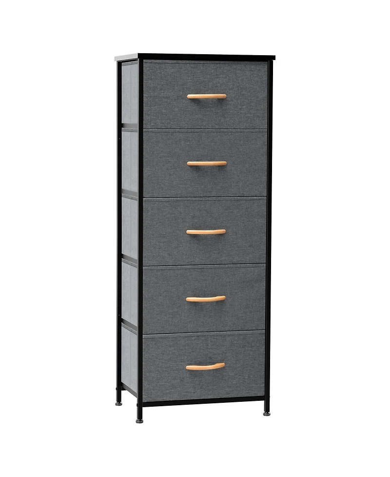 Lightweight Steel and Fabric Chest with Five Drawers for Small Spaces