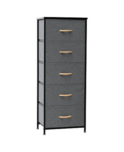 Lightweight Steel and Fabric Chest with Five Drawers for Small Spaces