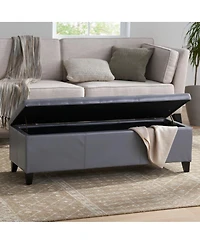 Faux Leather Storage Ottoman Bench with Lift-Top, Padded Seat, and Wooden Legs for Living Room, Bedroom, or Entryway-The Pop Home