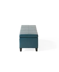 Faux Leather Storage Ottoman Bench with Lift-Top, Padded Seat, and Wooden Legs for Living Room, Bedroom, or Entryway-The Pop Home