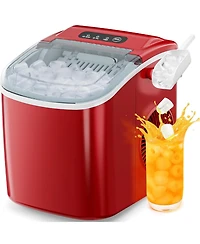 Zafro Countertop Ice Maker, Portable Ice Machine with Self-Cleaning, 26.5 lbs/24H, Fast 9 Bullet Ice Cubes in 6 Mins, Compact Ice Maker with Basket &