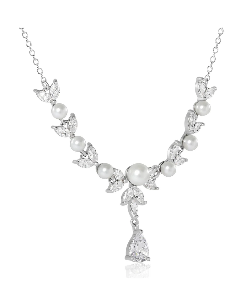 Jessica Simpson Pearl & Crystal Drop Necklace